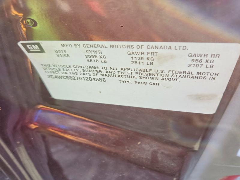 2006 Buick Lacrosse მანქანა იყიდება აუქციონზე, vin: 2G4WC582761284580, აუქციონის ნომერი: 50504166