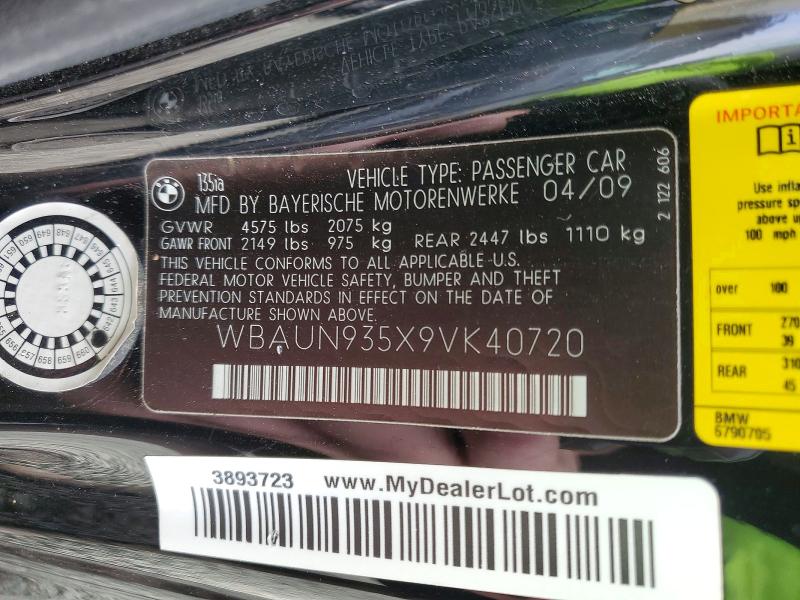 48523956 :رقم المزاد ، WBAUN935X9VK40720 vin ، 2009 Bmw 135 مزاد بيع