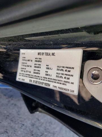 Aukcja sprzedaży 2019 Tesla Model 3, vin: 5YJ3E1EA1KF193284, numer aukcji: 49897026