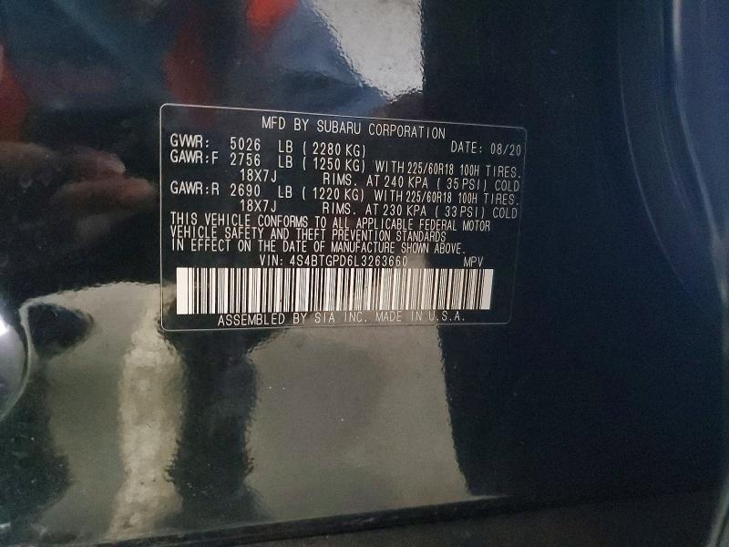 Aukcja sprzedaży 2020 Subaru Outback, vin: 4S4BTGPD6L3263660, numer aukcji: 50240386