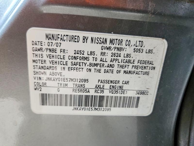 49832036 :رقم المزاد ، JNKAY01E57M312095 vin ، 2007 Infiniti M35 مزاد بيع