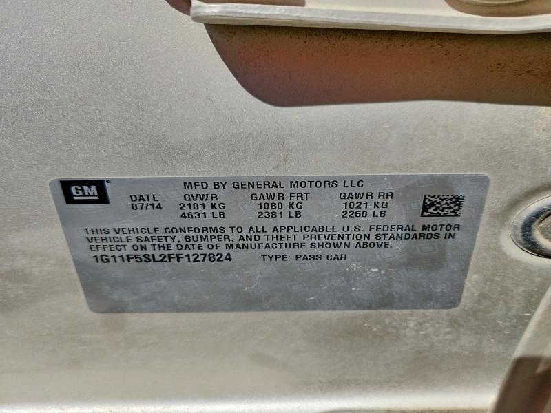 Продажа на аукционе авто 2015 Chevrolet Malibu, vin: 1G11F5SL2FF127824, номер лота: 50603366