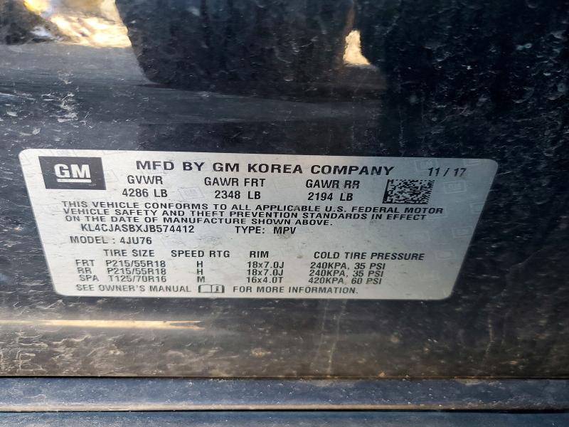 Продаж на аукціоні авто 2018 Buick Encore, vin: KL4CJASBXJB574412, номер лоту: 49397656