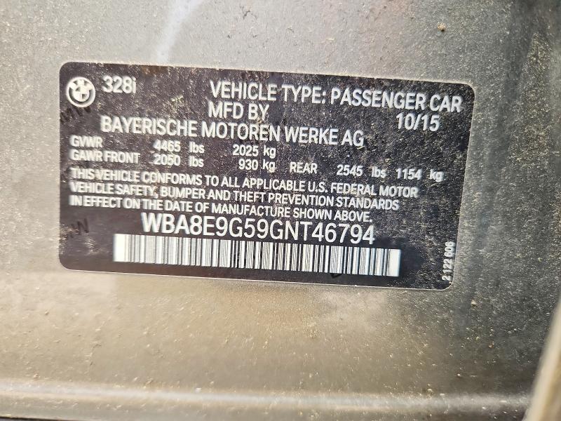 Продаж на аукціоні авто 2016 Bmw 328, vin: WBA8E9G59GNT46794, номер лоту: 51249826