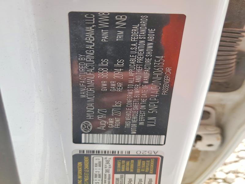 51791216 :رقم المزاد ، 5NPLP4AG0NH061354 vin ، 2022 Hyundai Elantra مزاد بيع