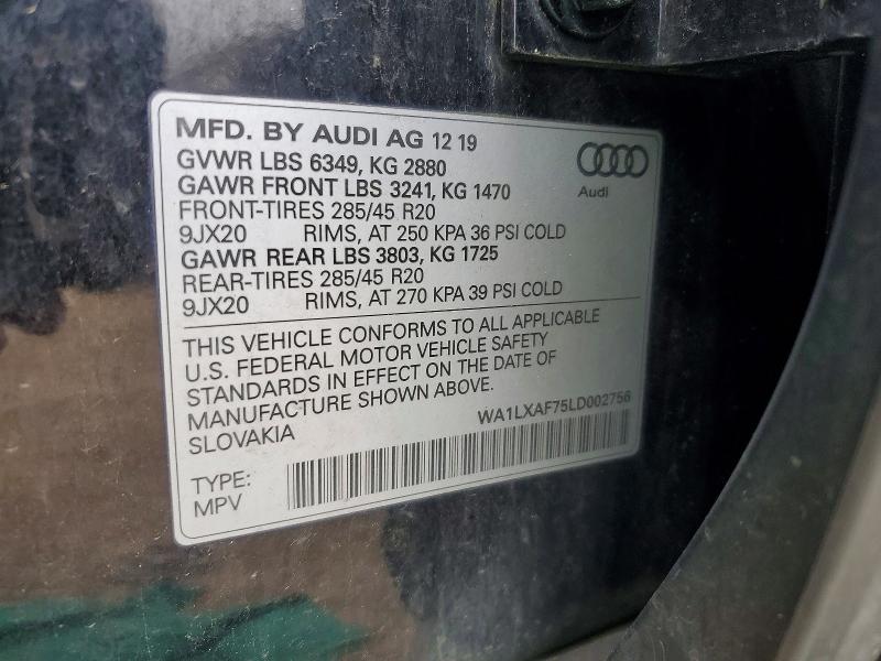 Продаж на аукціоні авто 2020 Audi Q7, vin: WA1LXAF75LD002756, номер лоту: 51498166
