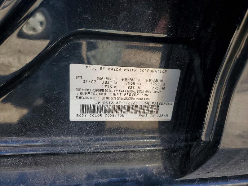 Aukcja sprzedaży 2007 Mazda 3, vin: JM1BK12F871712223, numer aukcji: 50482386