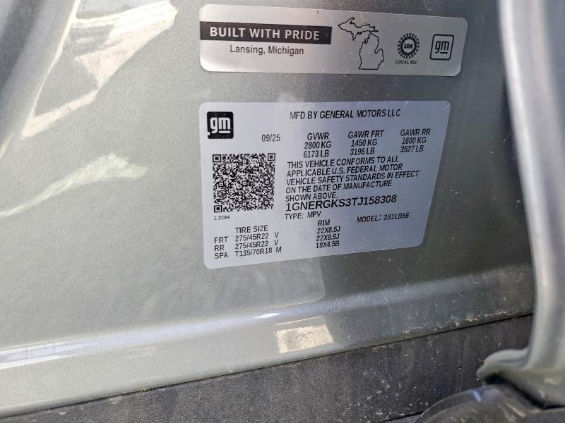 Aukcja sprzedaży 2026 Chevrolet Traverse, vin: 1GNERGKS3TJ158308, numer aukcji: 49384536