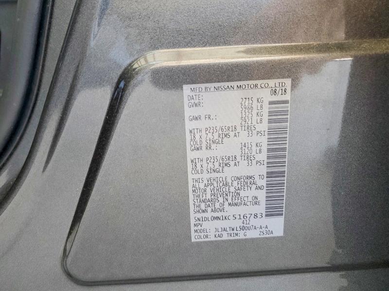 Aukcja sprzedaży 2019 Infiniti Qx60, vin: 5N1DL0MN1KC516783, numer aukcji: 49875356