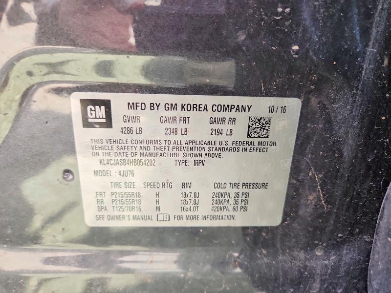 2017 Buick Encore მანქანა იყიდება აუქციონზე, vin: KL4CJASB4HB054202, აუქციონის ნომერი: 48434416