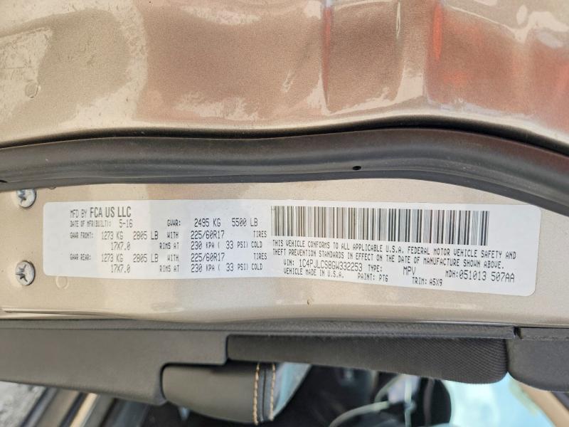 2016 Jeep Cherokee მანქანა იყიდება აუქციონზე, vin: 1C4PJLCS8GW332253, აუქციონის ნომერი: 48413736