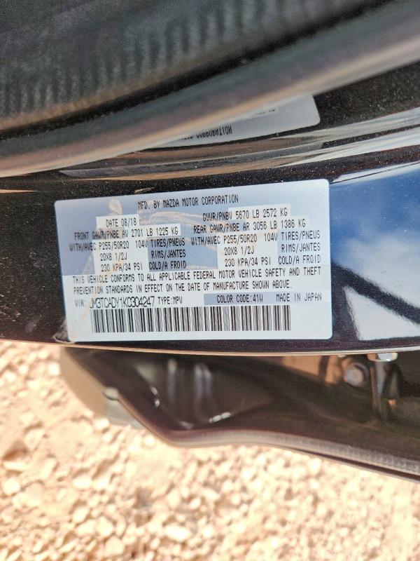 Aukcja sprzedaży 2019 Mazda Cx-9, vin: JM3TCADY1K0304247, numer aukcji: 49596066