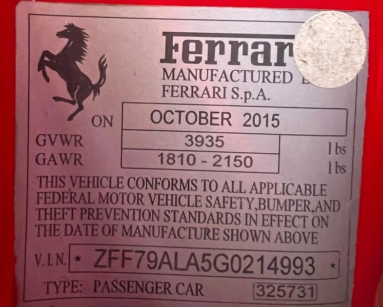 2016 Ferrari 488 Gtb მანქანა იყიდება აუქციონზე, vin: ZFF79ALA5G0214993, აუქციონის ნომერი: 50195736