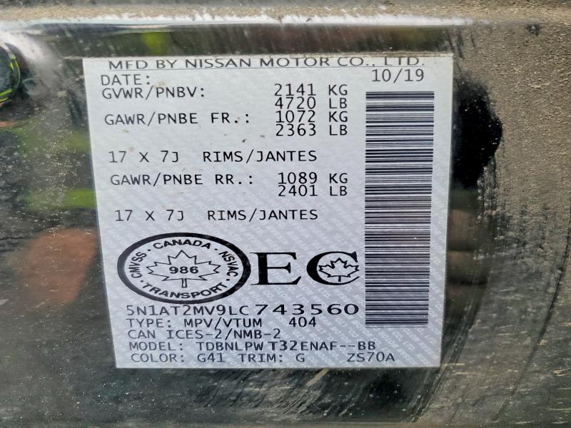 Продаж на аукціоні авто 2020 Nissan Rogue, vin: 5N1AT2MV9LC743560, номер лоту: 47867156