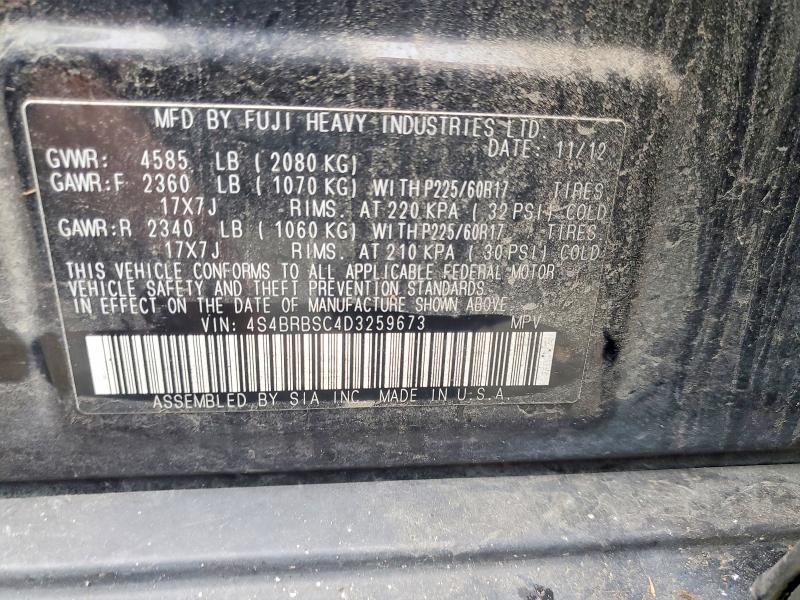 Aukcja sprzedaży 2013 Subaru Outback, vin: 4S4BRBSC4D3259673, numer aukcji: 49677226