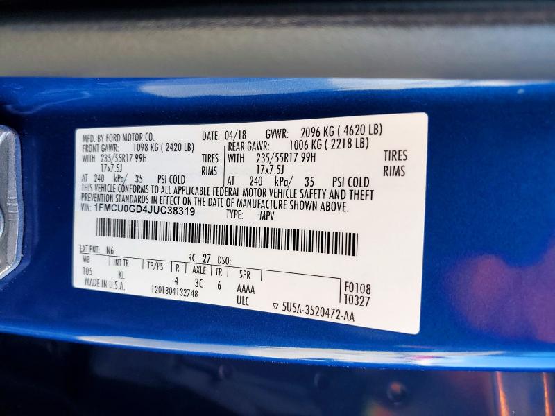 Aukcja sprzedaży 2018 Ford Escape, vin: 1FMCU0GD4JUC38319, numer aukcji: 47836166