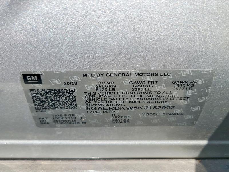 2019 Buick Enclave მანქანა იყიდება აუქციონზე, vin: 5GAERBKW5KJ182902, აუქციონის ნომერი: 53180406