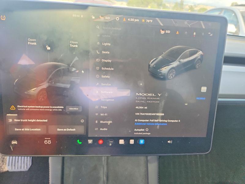 2024 Tesla Model Y მანქანა იყიდება აუქციონზე, vin: 7SAYGDEE4RF185889, აუქციონის ნომერი: 51182586