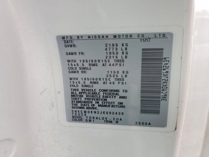 Aukcja sprzedaży 2018 Nissan Nv200, vin: 3N6CM0KN2JK692439, numer aukcji: 51463086