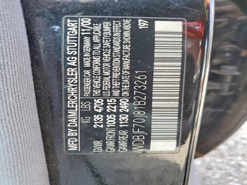 Aukcja sprzedaży 2001 Mercedes-benz E, vin: WDBJF70J81B273261, numer aukcji: 48324676