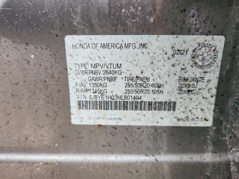 Aukcja sprzedaży 2022 Acura Mdx, vin: 5J8YE1H03NL801494, numer aukcji: 47881466