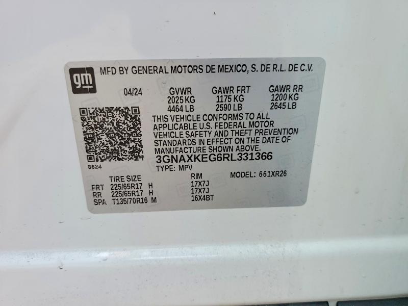 Aukcja sprzedaży 2024 Chevrolet Equinox, vin: 3GNAXKEG6RL331366, numer aukcji: 50418086