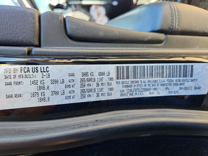 2018 Jeep Grand Cherokee მანქანა იყიდება აუქციონზე, vin: 1C4RJFBT9JC299003, აუქციონის ნომერი: 50679436