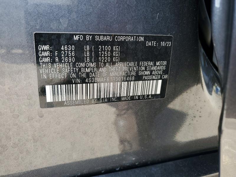49622246 :رقم المزاد ، 4S3BWAF61R3016468 vin ، 2024 Subaru Legacy مزاد بيع