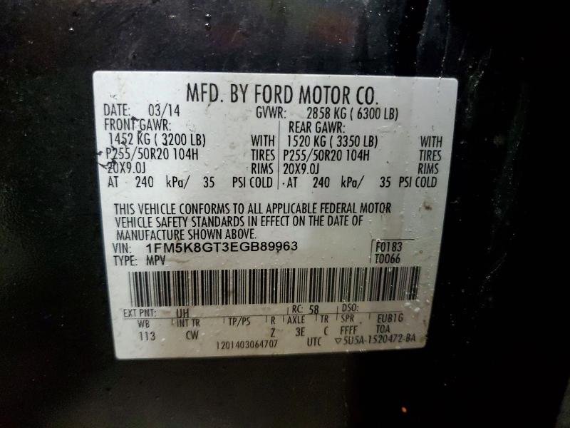 Продаж на аукціоні авто 2014 Ford Explorer Sport, vin: 1FM5K8GT3EGB89963, номер лоту: 51559196