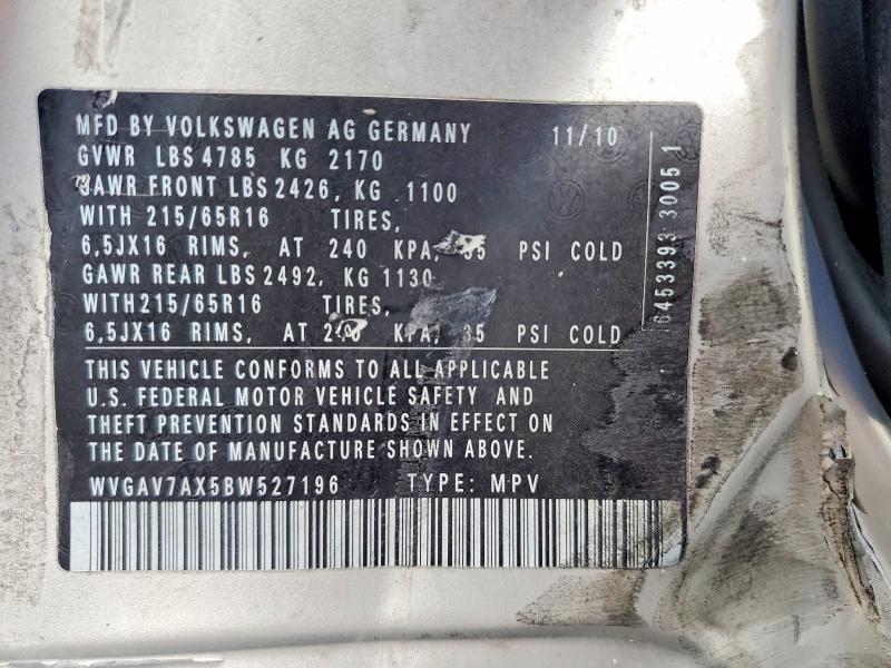 Aukcja sprzedaży 2011 Volkswagen Tiguan, vin: WVGAV7AX5BW527196, numer aukcji: 51081366