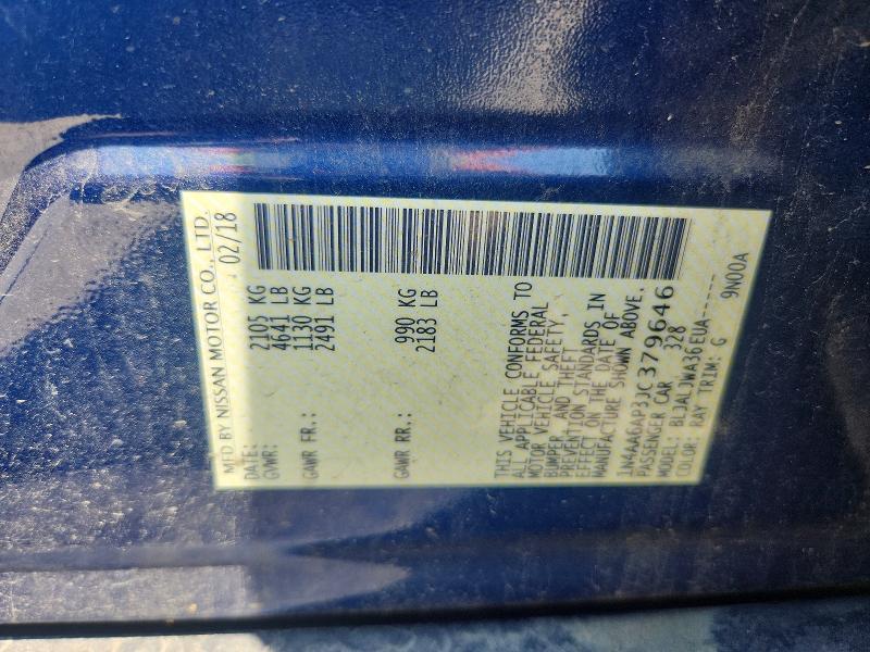 51626836 :رقم المزاد ، 1N4AA6AP3JC379646 vin ، 2018 Nissan Maxima مزاد بيع