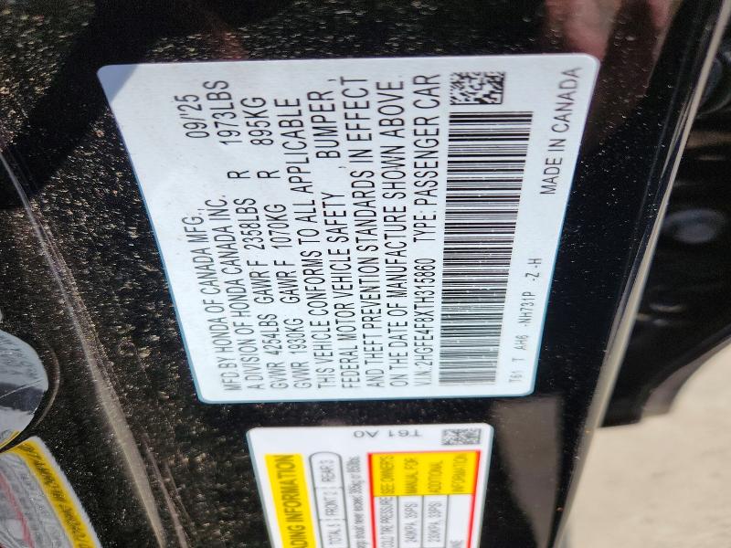 Продаж на аукціоні авто 2026 Honda Civic, vin: 2HGFE4F8XTH315860, номер лоту: 49026116