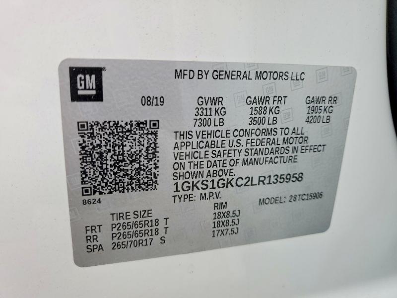 Aukcja sprzedaży 2020 Gmc Yukon Xl, vin: 1GKS1GKC2LR135958, numer aukcji: 50632146