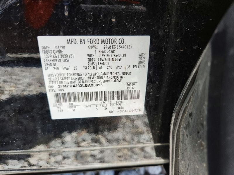 Aukcja sprzedaży 2020 Ford Edge, vin: 2FMPK4J93LBA98095, numer aukcji: 51864026