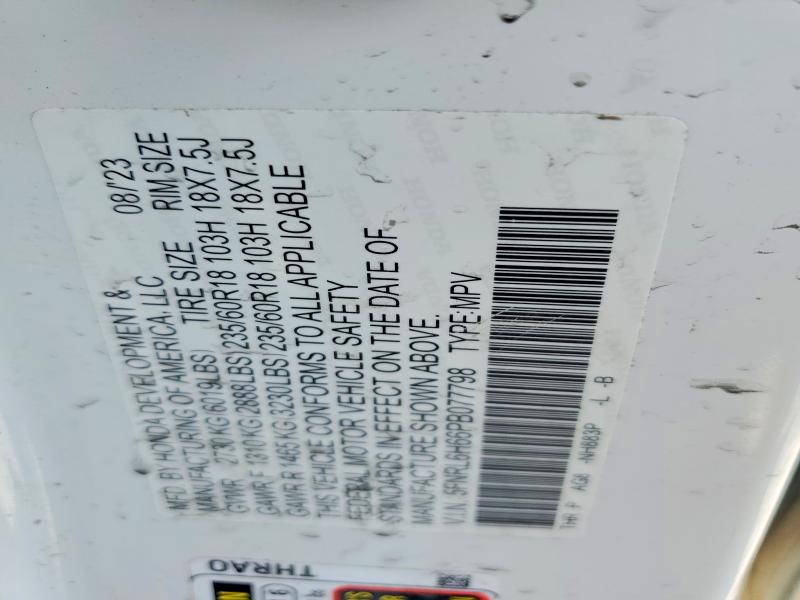Aukcja sprzedaży 2023 Honda Odyssey, vin: 5FNRL6H66PB077798, numer aukcji: 50598226