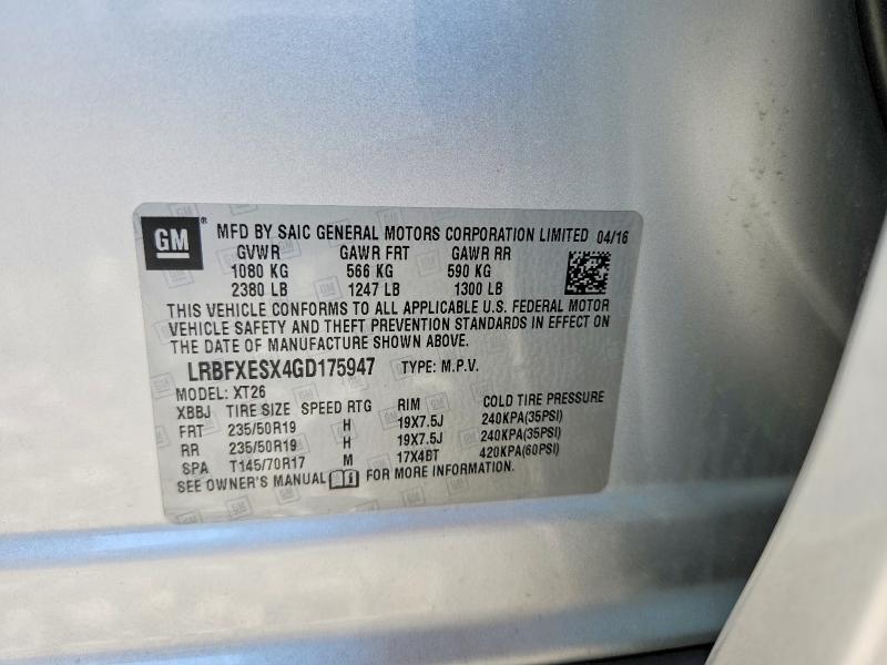 51374636 :رقم المزاد ، LRBFXESX4GD175947 vin ، 2016 Buick Envision مزاد بيع