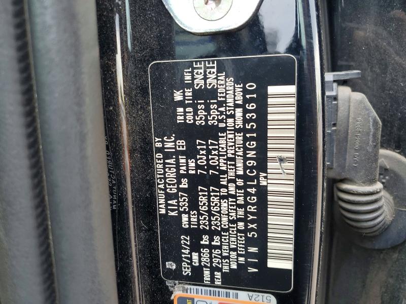 Aukcja sprzedaży 2022 Kia Sorento, vin: 5XYRG4LC9NG153610, numer aukcji: 50141616