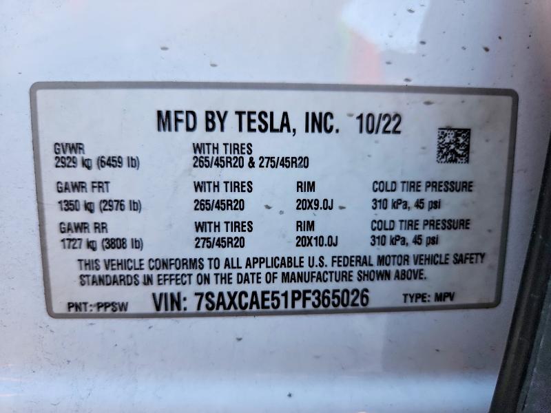 Продажа на аукционе авто 2023 Tesla Model X, vin: 7SAXCAE51PF365026, номер лота: 48536056