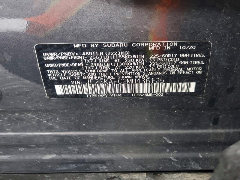 Продажа на аукционе авто 2021 Subaru Forester, vin: JF2SKAFC2MH436125, номер лота: 49181456