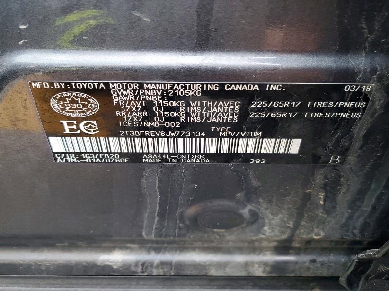 Продаж на аукціоні авто 2018 Toyota Rav 4, vin: 2T3BFREV8JW773134, номер лоту: 49683786