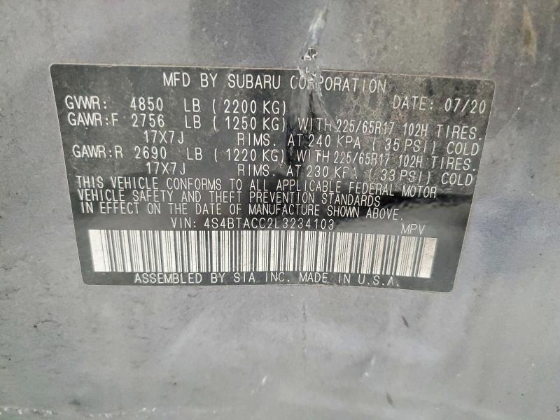 Продажа на аукционе авто 2020 Subaru Outback, vin: 4S4BTACC2L3234103, номер лота: 49245116