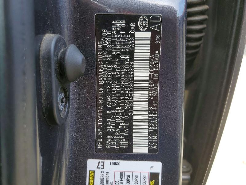 Продажа на аукционе авто 2009 Toyota Corolla, vin: 2T1BU40EX9C164326, номер лота: 49874236