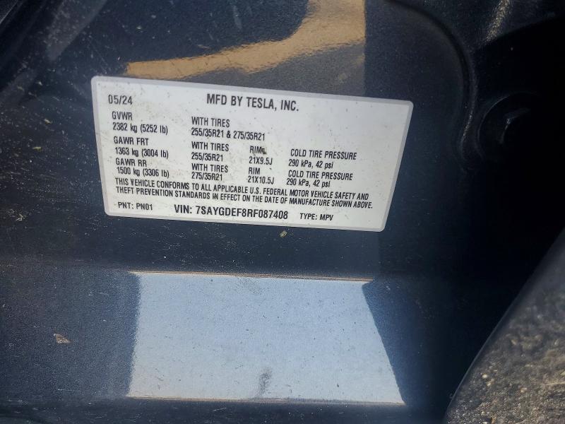 Продаж на аукціоні авто 2024 Tesla Model Y, vin: 7SAYGDEF8RF087408, номер лоту: 49022486