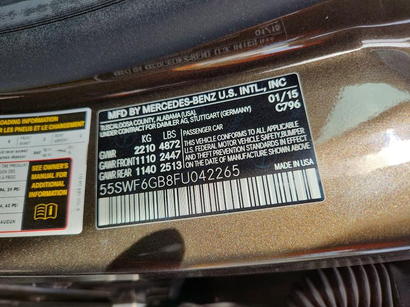 49410576 :رقم المزاد ، 55SWF6GB8FU042265 vin ، 2015 Mercedes-benz C مزاد بيع