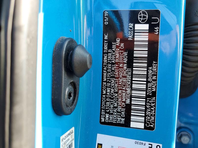 Auction sale of the 2019 Toyota C-hr, vin: NMTKHMBX5KR085631, lot number: 50934046