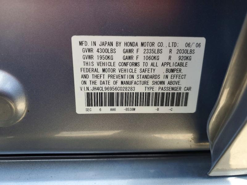 Aukcja sprzedaży 2006 Acura Tsx, vin: JH4CL96956C028283, numer aukcji: 51551116