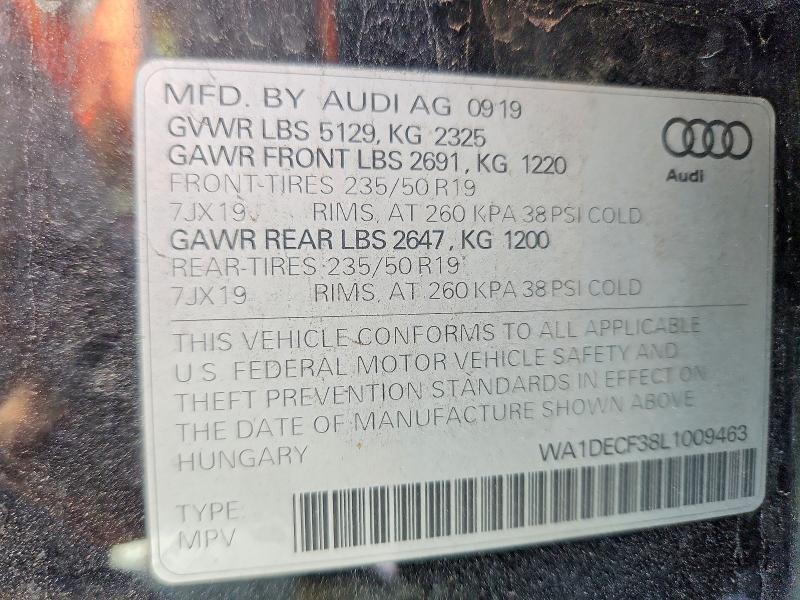 Продаж на аукціоні авто 2020 Audi Q3, vin: WA1DECF38L1009463, номер лоту: 49755786