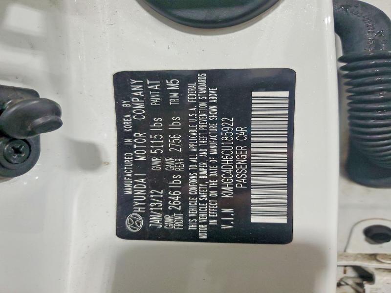 49677966 :رقم المزاد ، KMHGC4DH6CU185922 vin ، 2012 Hyundai Genesis مزاد بيع