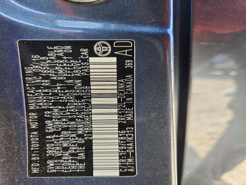49181656 :رقم المزاد ، 2T1BURHE0GC731058 vin ، 2016 Toyota Corolla مزاد بيع