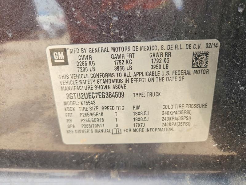 2014 Gmc Sierra მანქანა იყიდება აუქციონზე, vin: 3GTU2UEC7EG384609, აუქციონის ნომერი: 50774496